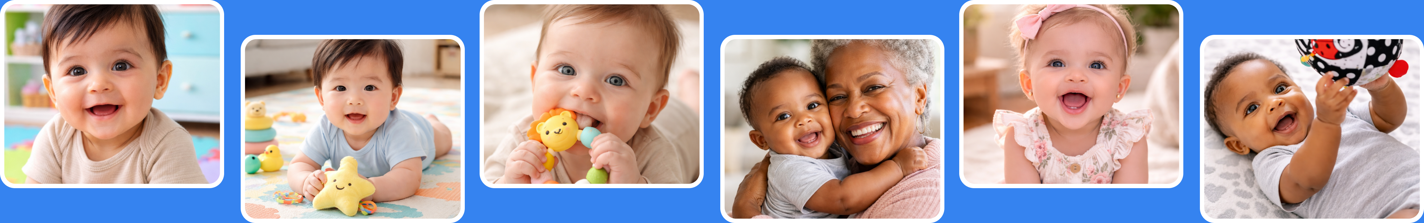 Collection of adorable baby photos showing 4-6 month old infants