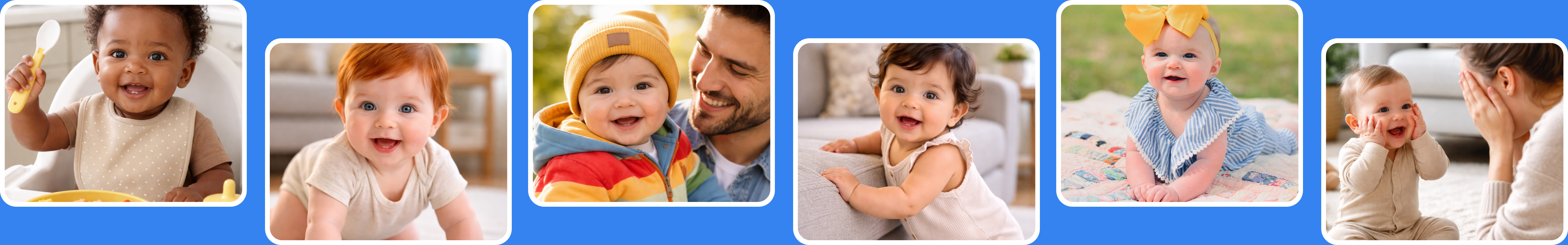 Collection of adorable baby photos showing 6-12 month old infants
